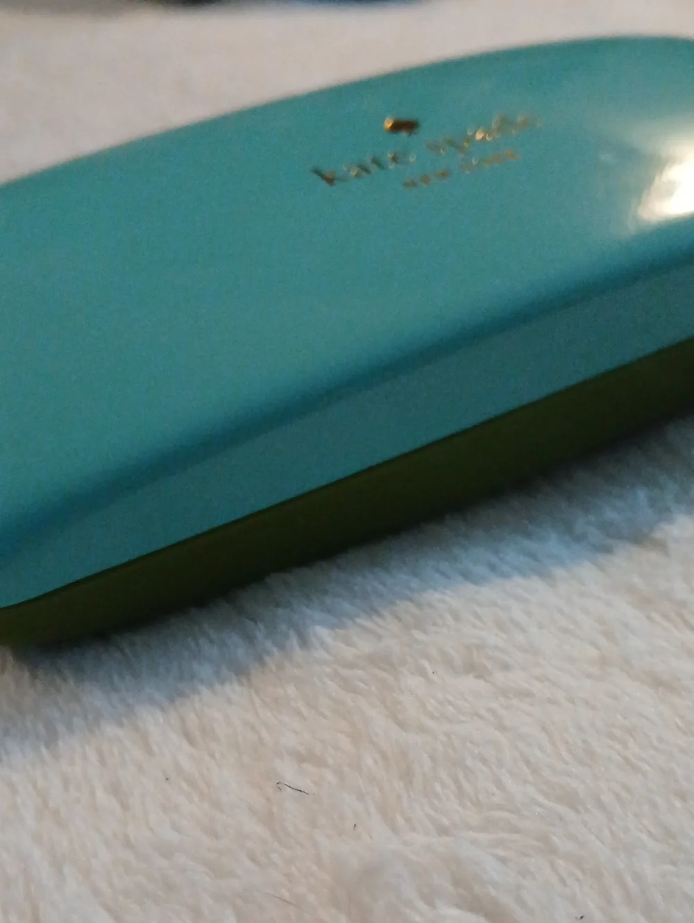 kate spade Turquoise & Olive Hard Eyeglass Case [Gold Logo] LIKE NEW!
